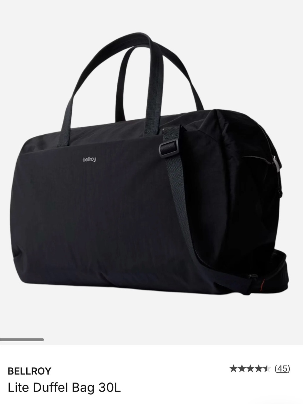 Bellroy Lite Duffel Bag 30L— Black
